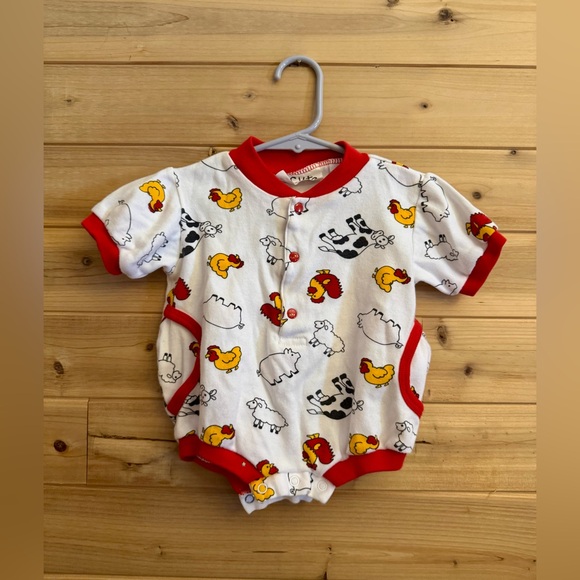 Vintage 6 Months Baby Animal Bundle Bodysuits Overalls Cotton Retro Colorful - Picture 11 of 15